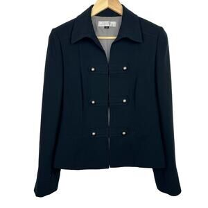 Military Academic Style Sz 8 Black Career Tahari Arthur S. Levine Womens Blazer